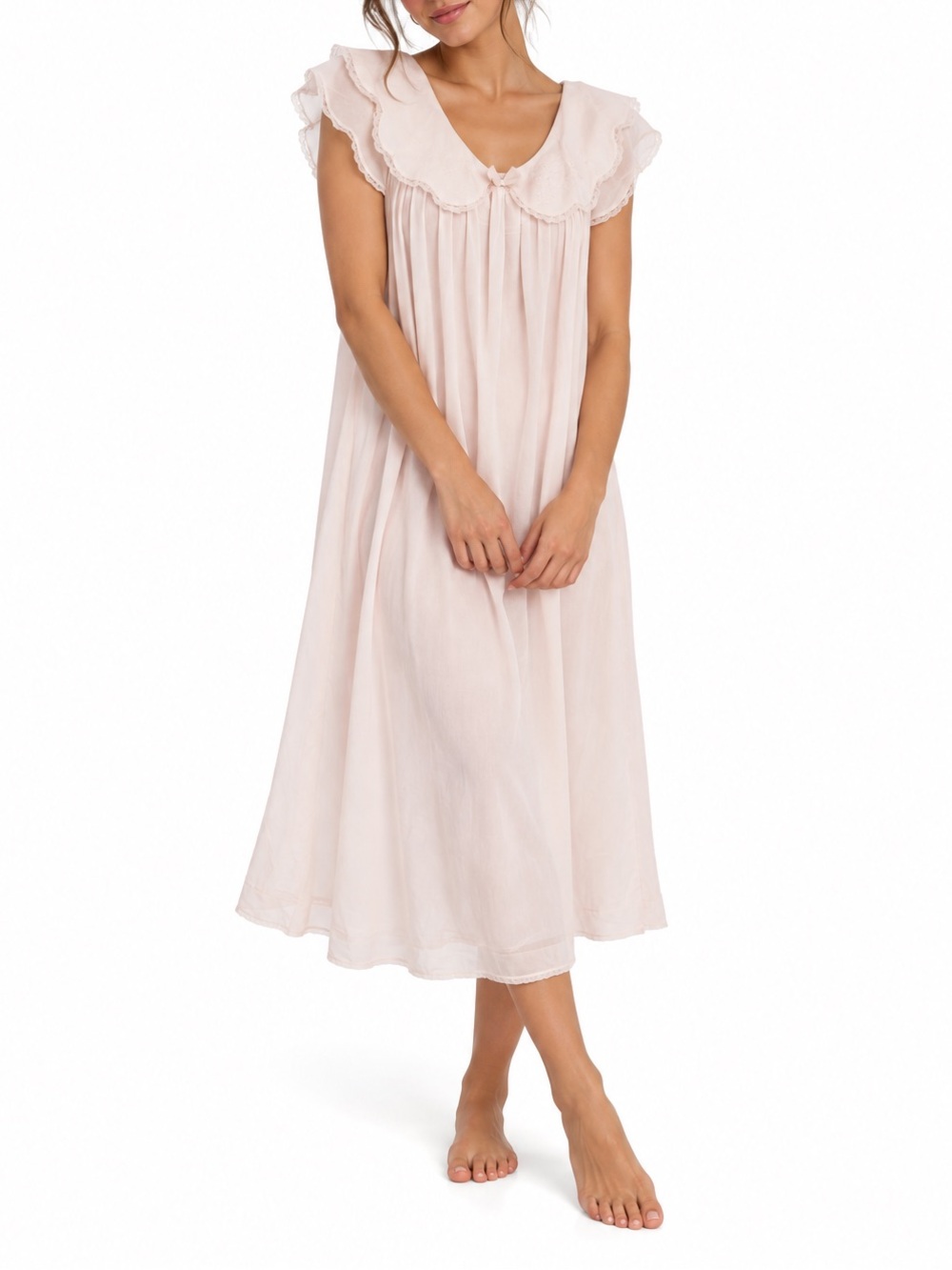Shadowline Vintage Women's Nightgown with Ruffle Collar